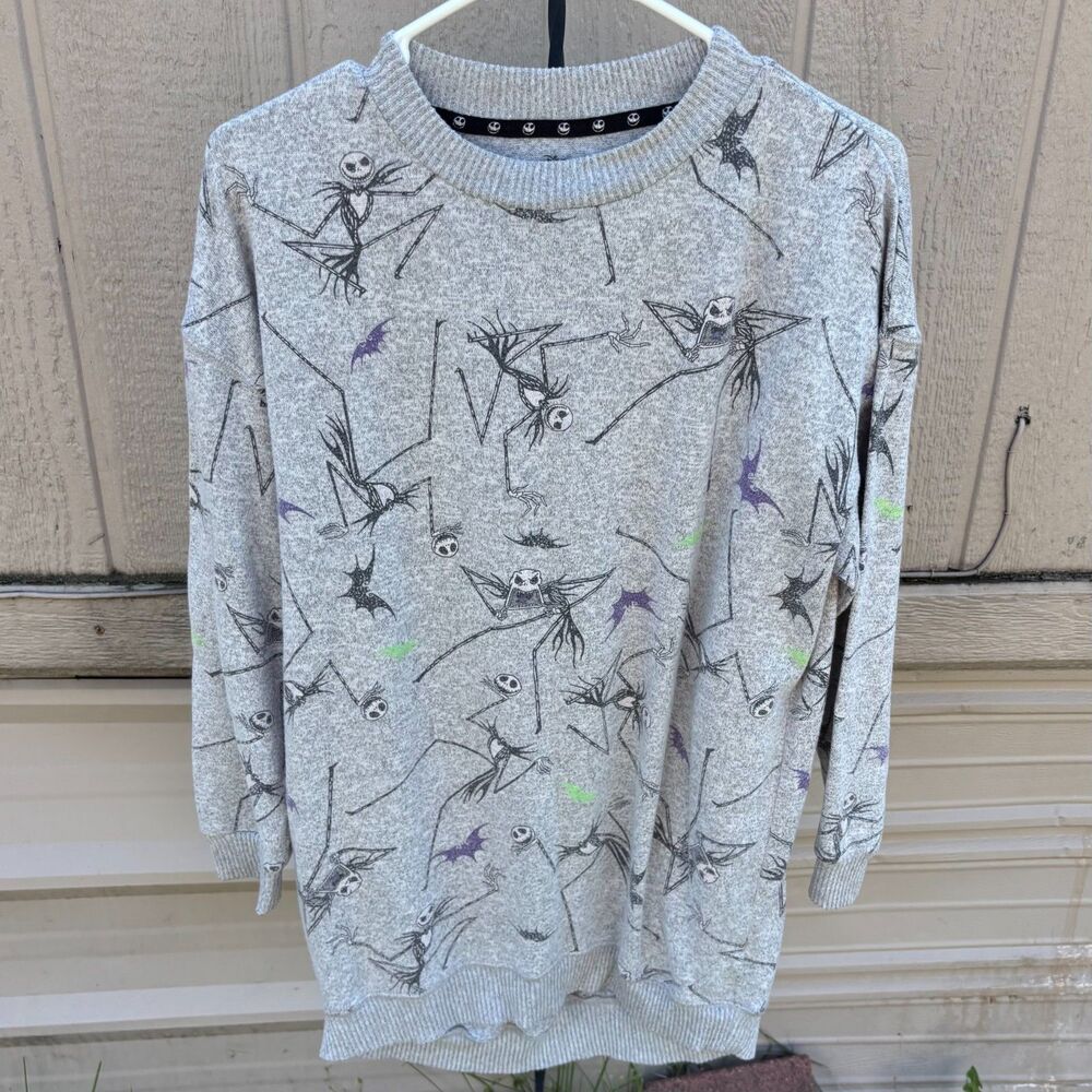 Disney Nightmare Before Christmas Jack Skellington Sleep Shirt XS Gray Pullover